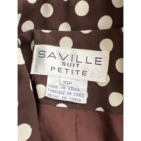 Saville Suit Women Brown/ Cream Polka Dot Blouse Size 10P - Picture 10 of 10